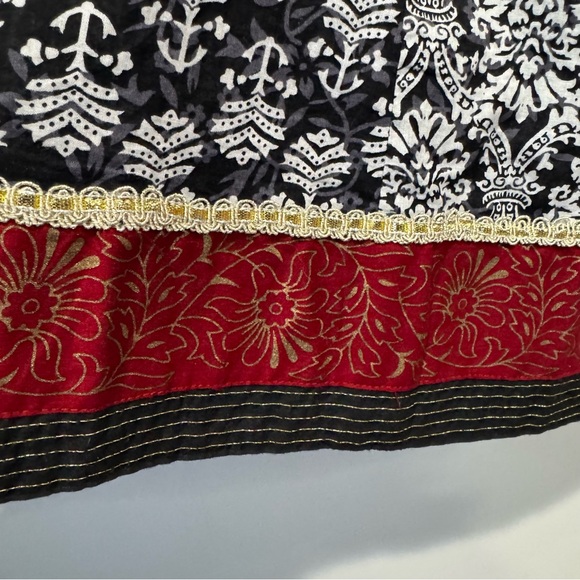 Srishti Womens Large Black & Red Indian Kurti Tunic Dress Metallic Embroidery - Picture 7 of 13